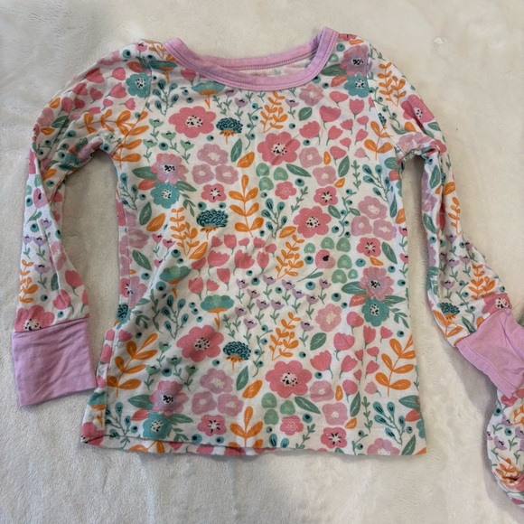 Caden Lane Pink and Green Floral Bamboo Pajama Set Size 12-18 months - Picture 2 of 5